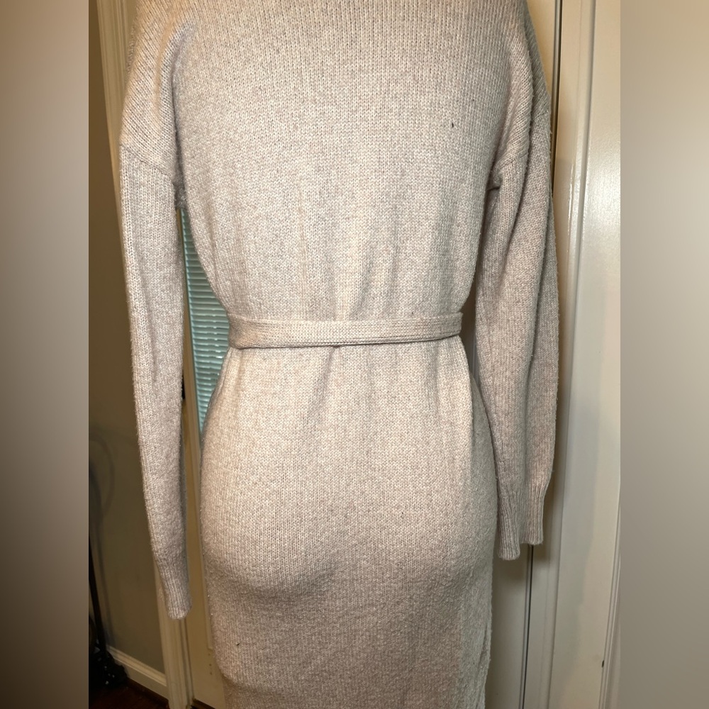 Cozy Knit Midi Sweater Dress S – Rachel Zoe, Tie Waist Turtleneck - Picture 8 of 10